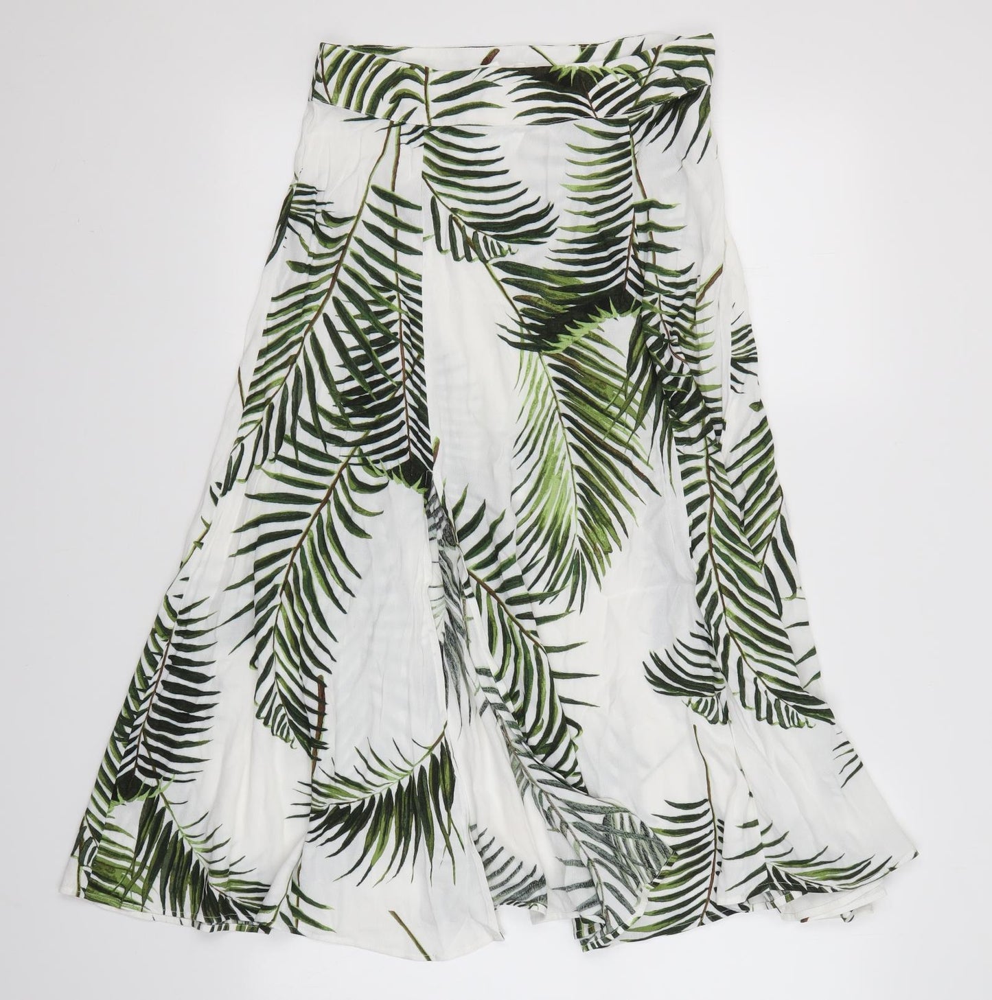 H&M Womens White Floral  A-Line Skirt Size 10
