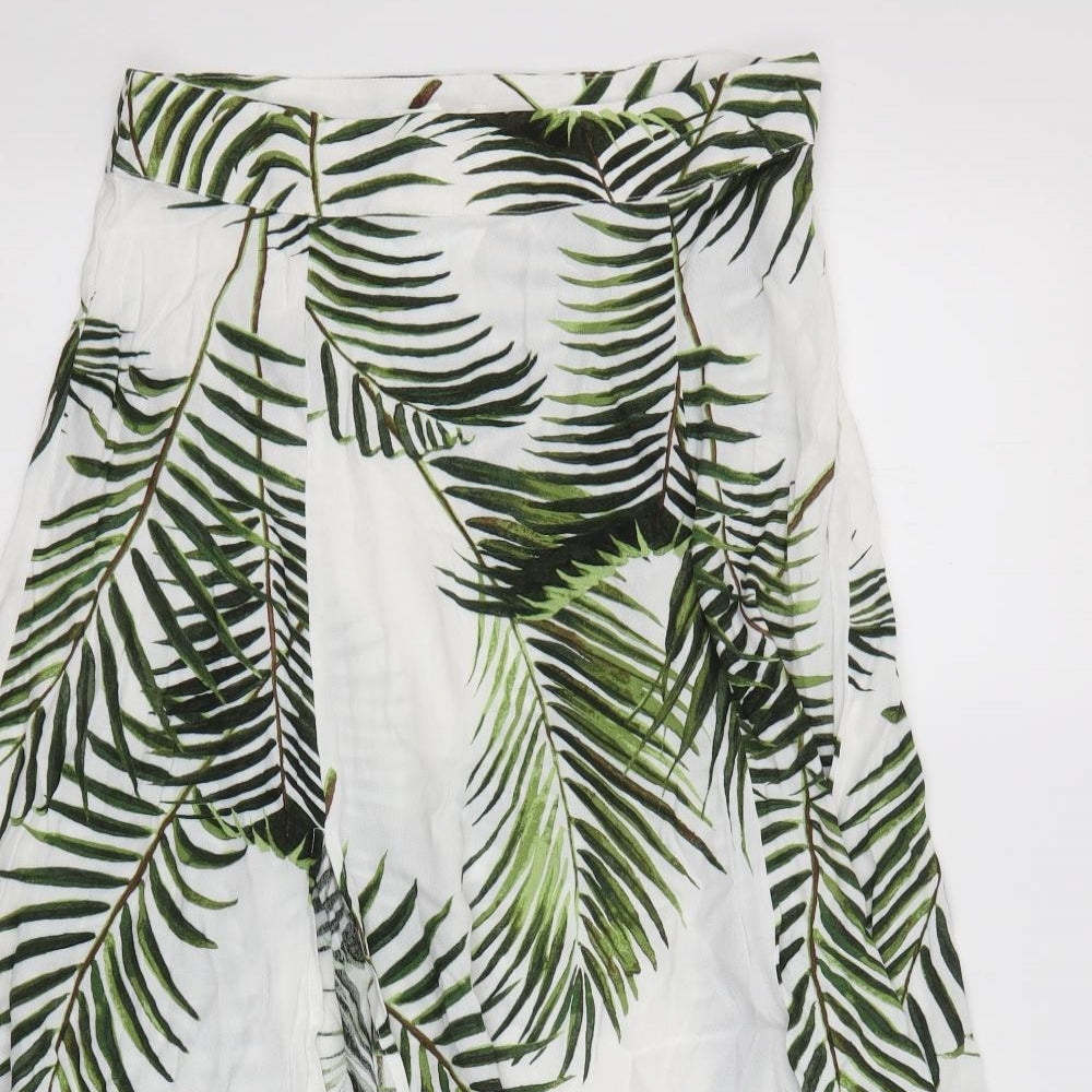 H&M Womens White Floral  A-Line Skirt Size 10