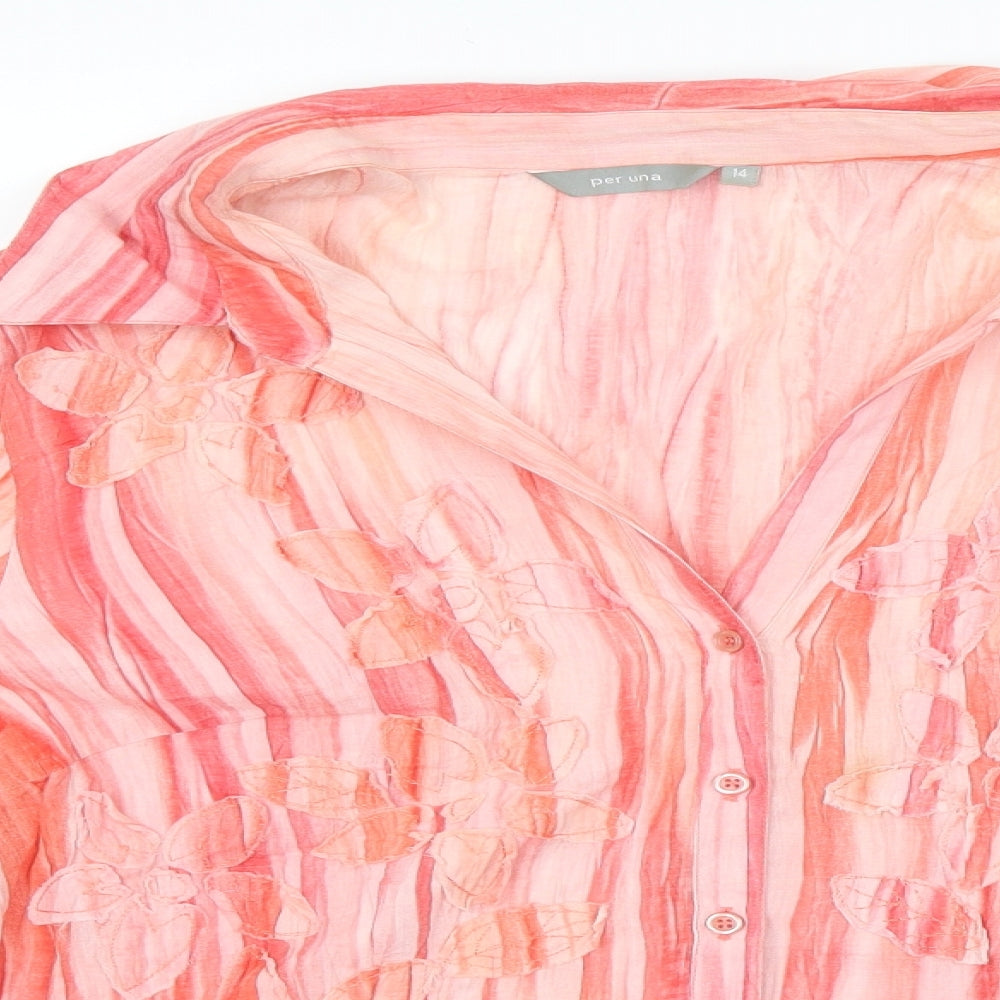 M&S Womens Pink   Basic Button-Up Size 14