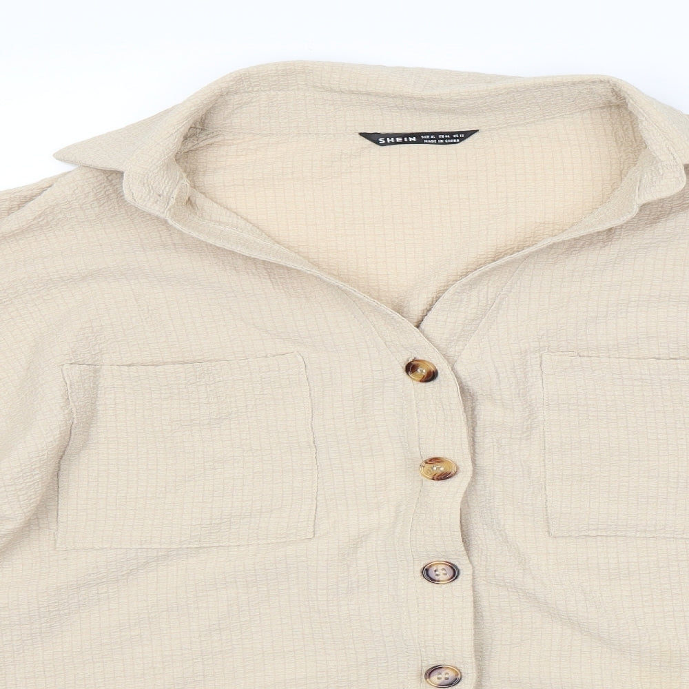 SheIn Womens Beige   Basic Button-Up Size XL