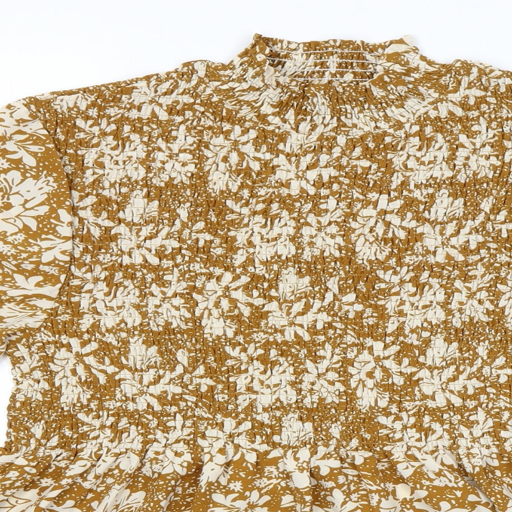 SheIn Womens Orange Floral  Basic Blouse Size XL