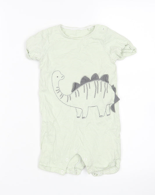 TU Baby Green Striped  Romper One-Piece Size 12-18 Months  - DINOSAUR