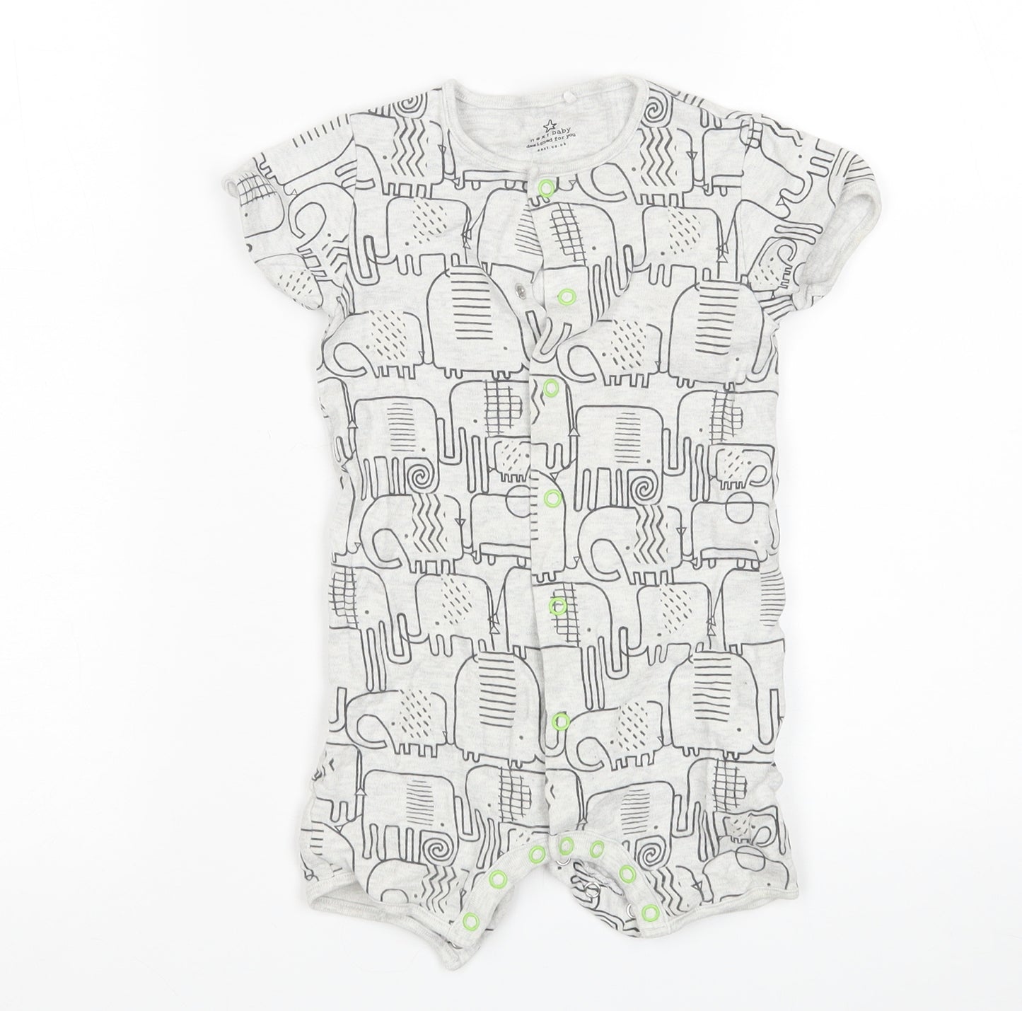 NEXT Boys Grey Animal Print  Romper One-Piece Size 12-18 Months