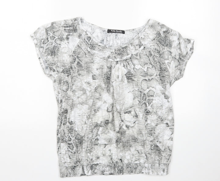 Betty Barclay Womens Grey Animal Print  Basic T-Shirt Size 12