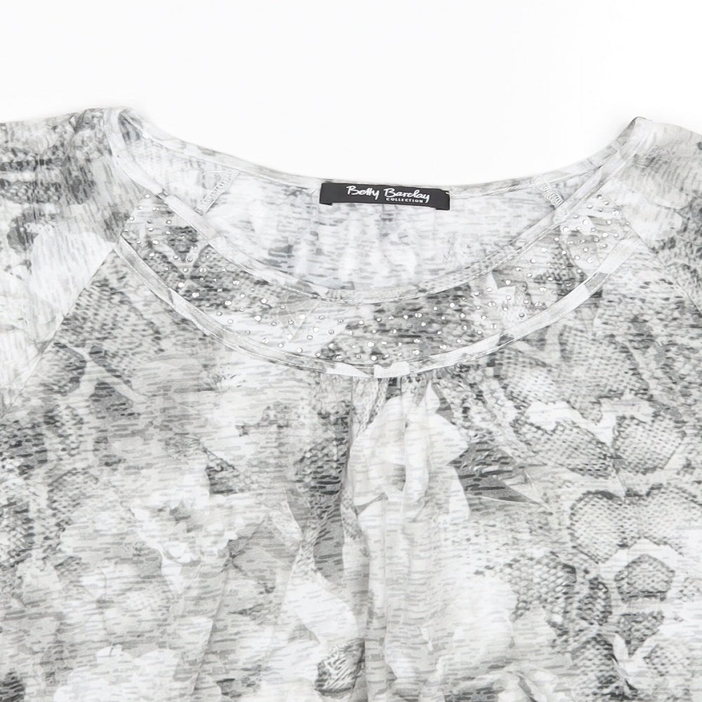 Betty Barclay Womens Grey Animal Print  Basic T-Shirt Size 12