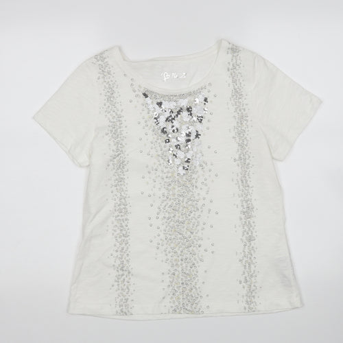 TUZZI Womens White   Basic T-Shirt Size 14