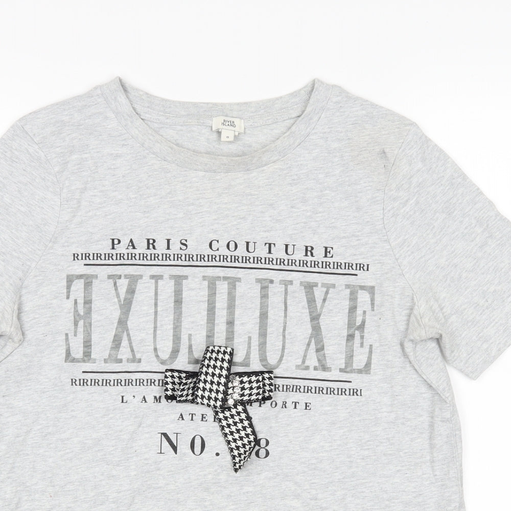 River Island Womens Grey   Basic T-Shirt Size 8