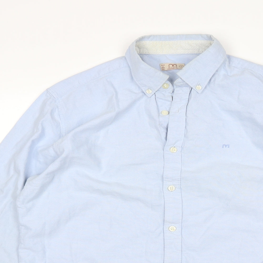 Milano Mens Blue    Dress Shirt Size L