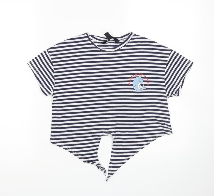 New Look Girls Multicoloured Striped Basic T-Shirt Size 9 Years