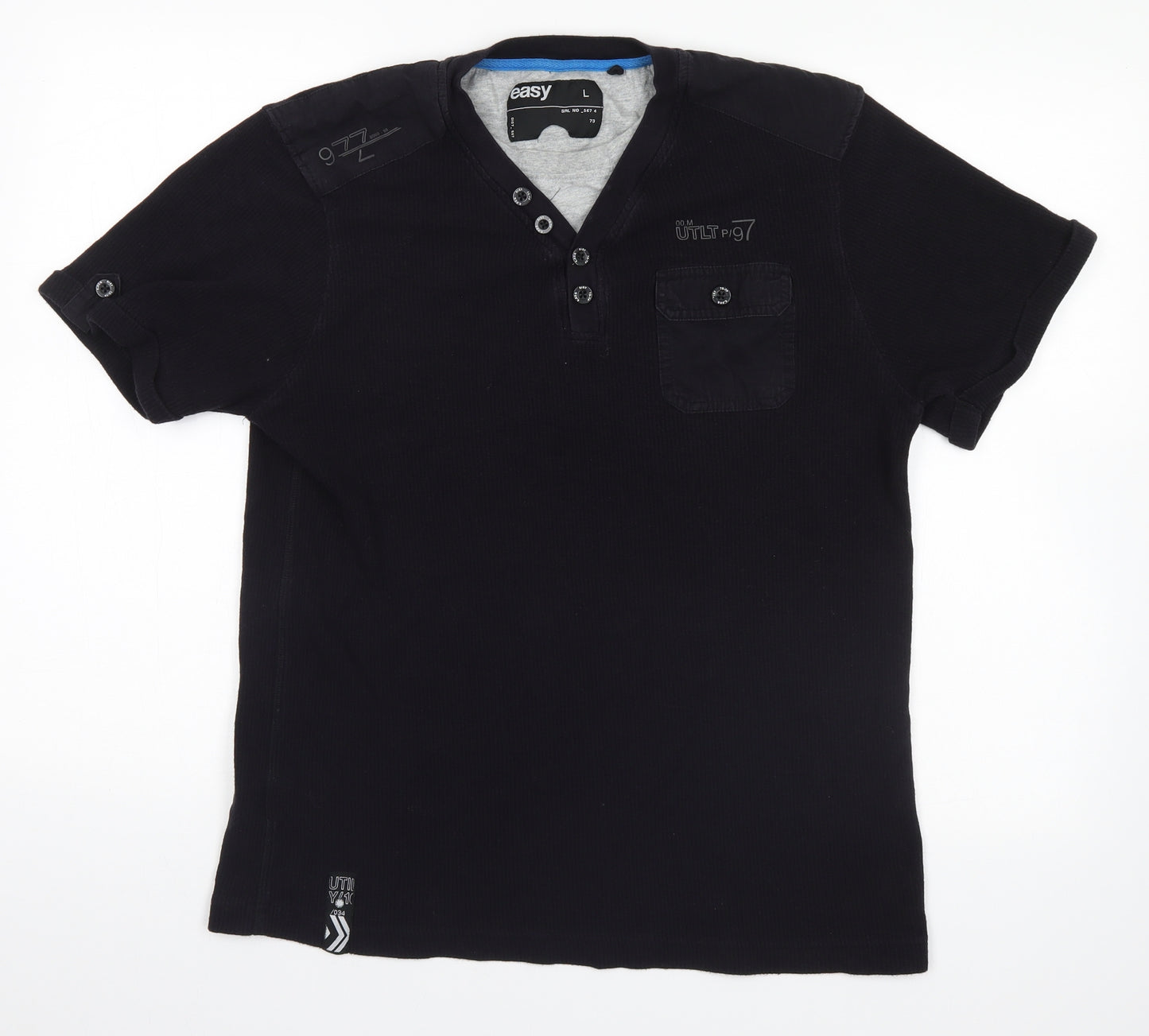 Easy Mens Black    T-Shirt Size L