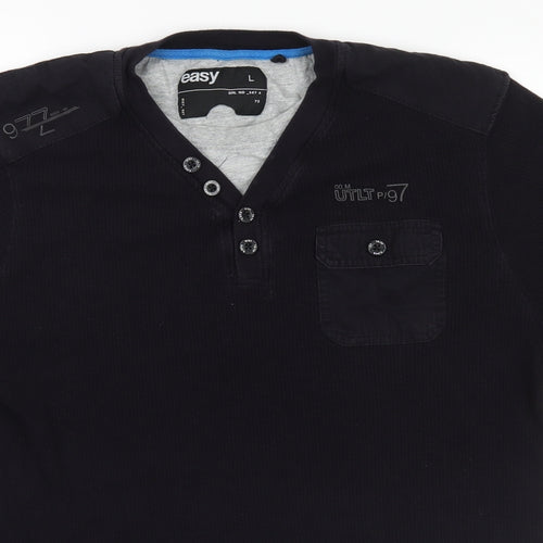 Easy Mens Black    T-Shirt Size L