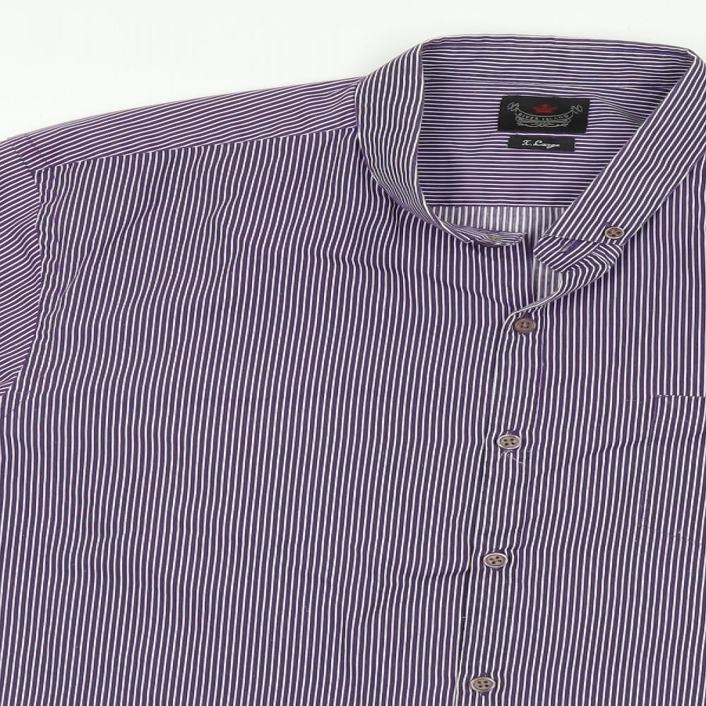 River Island Mens Blue Striped   Button-Up Size XL