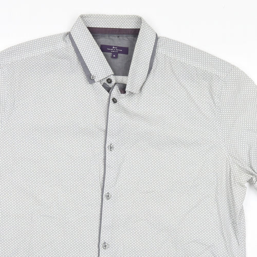 George Mens White Geometric   Button-Up Size XL