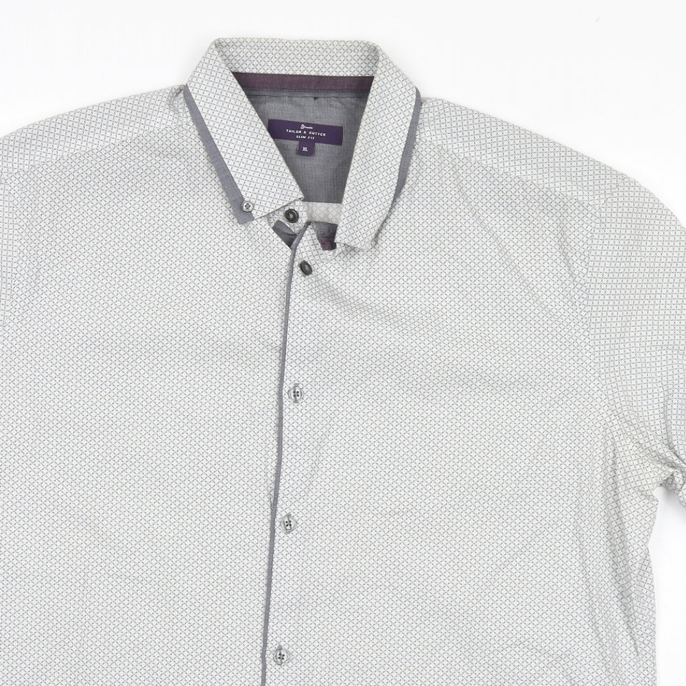George Mens White Geometric   Button-Up Size XL