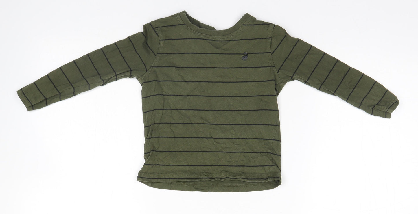 George Boys Green Striped  Basic T-Shirt Size 3-4 Years