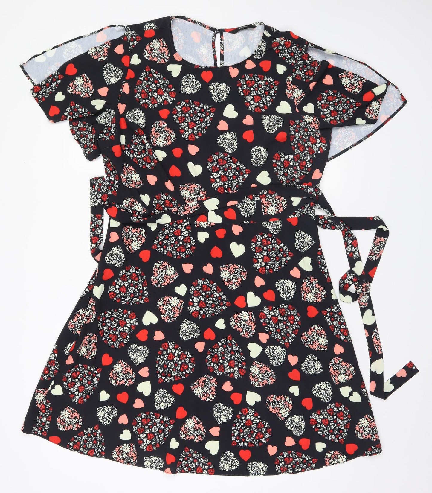 George Womens Black Geometric  A-Line  Size 14  - Hearts