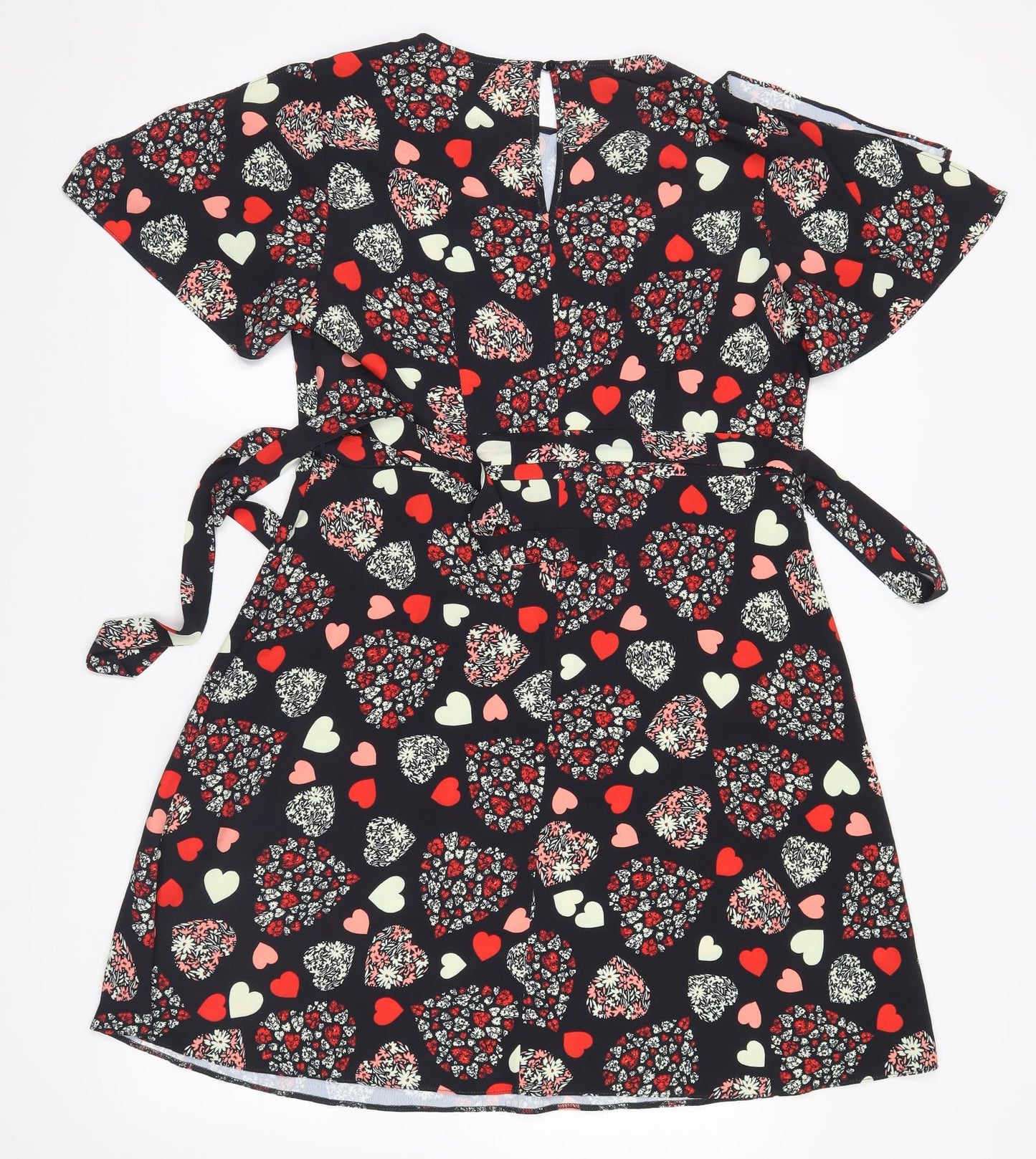 George Womens Black Geometric  A-Line  Size 14  - Hearts