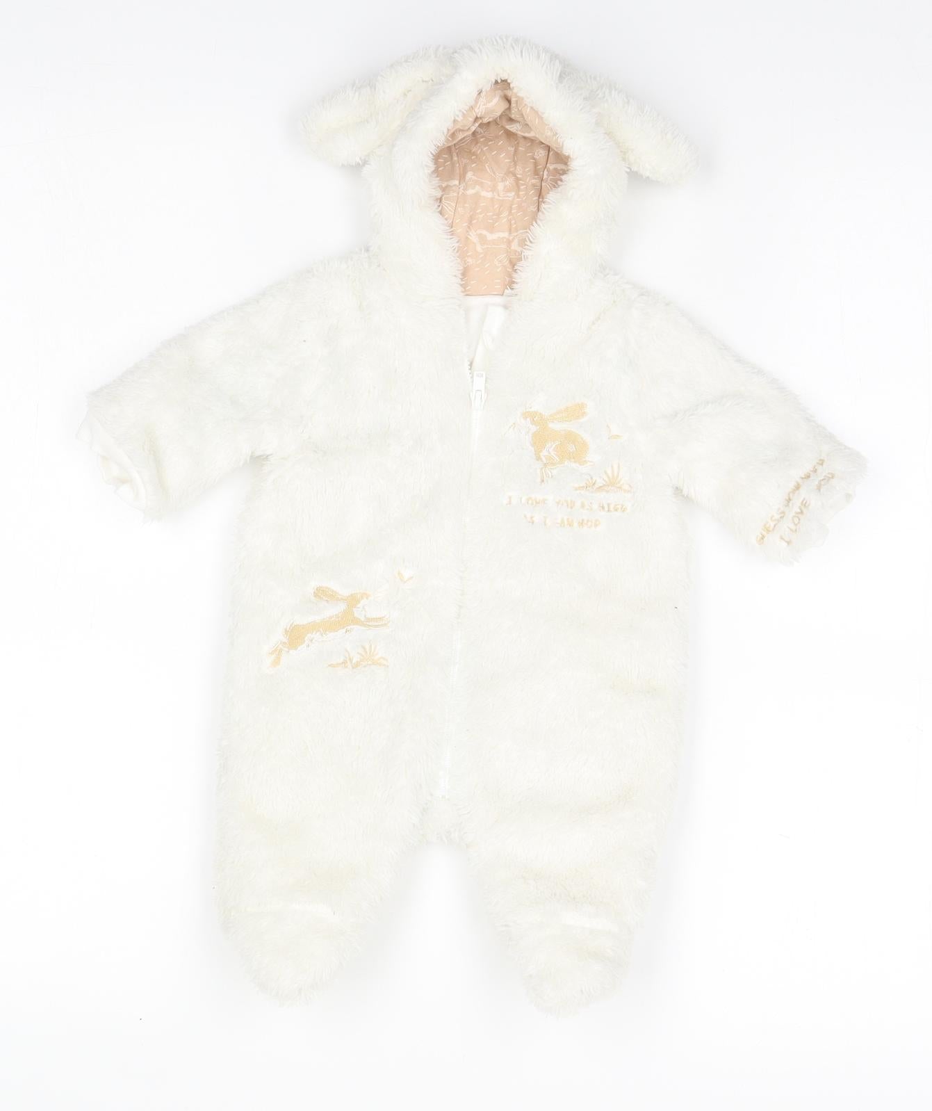 TU Baby White   Babygrow One-Piece Size Newborn  - Guess how much I love you, Rabbit