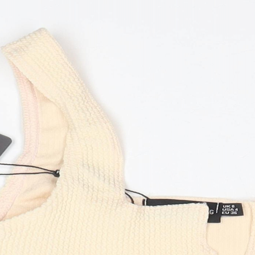 PRETTYLITTLETHING Womens Beige   Basic Tank Size 8