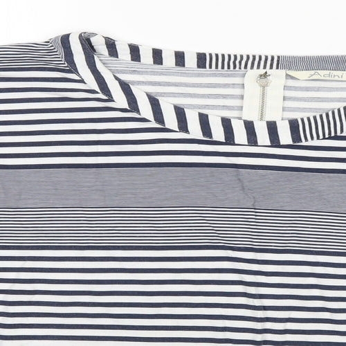 Adini Womens Blue Striped  Basic T-Shirt Size M
