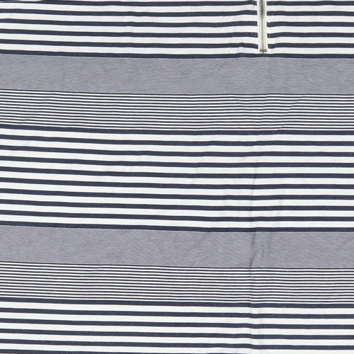 Adini Womens Blue Striped  Basic T-Shirt Size M