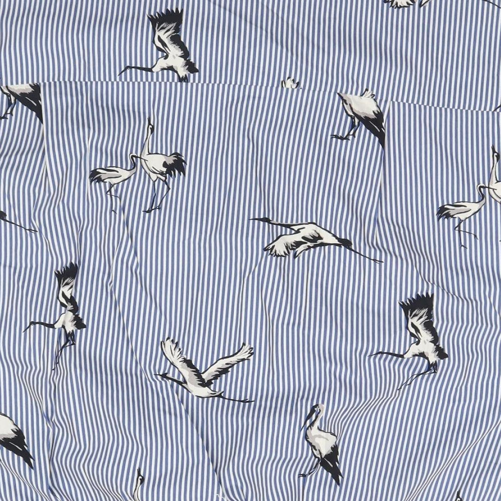 Zara Womens Blue Striped  Basic Button-Up Size XL
