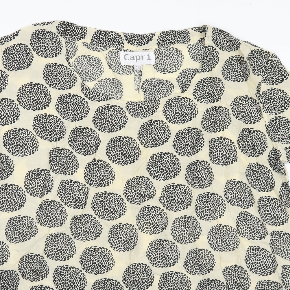 Capri Womens Beige Polka Dot  Basic Blouse Size S