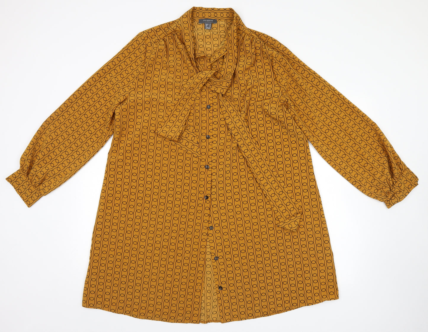 Primark Womens Gold Geometric  Basic Blouse Size 16