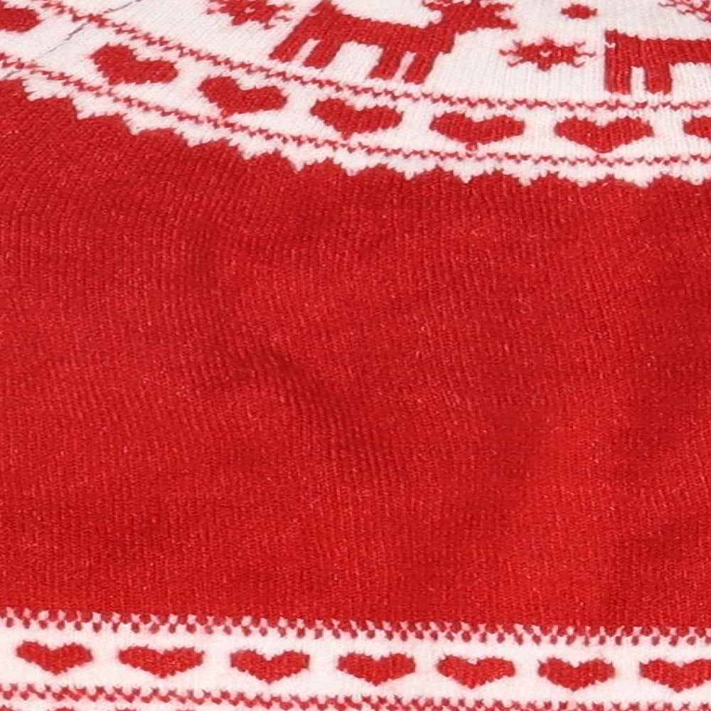 F&F Girls Red Fair Isle  Cardigan Jumper Size 4-5 Years  - Chirstmas