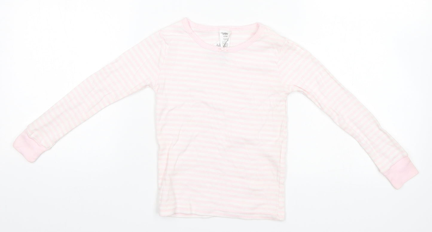 Carter's Girls White Striped  Basic T-Shirt Size 5 Years