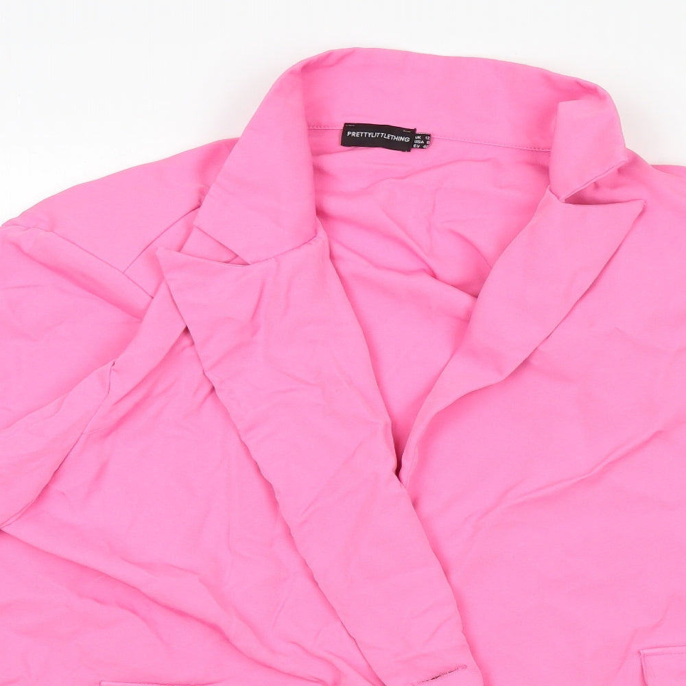 PRETTYLITTLETHING Womens Pink   Overcoat Coat Size 12
