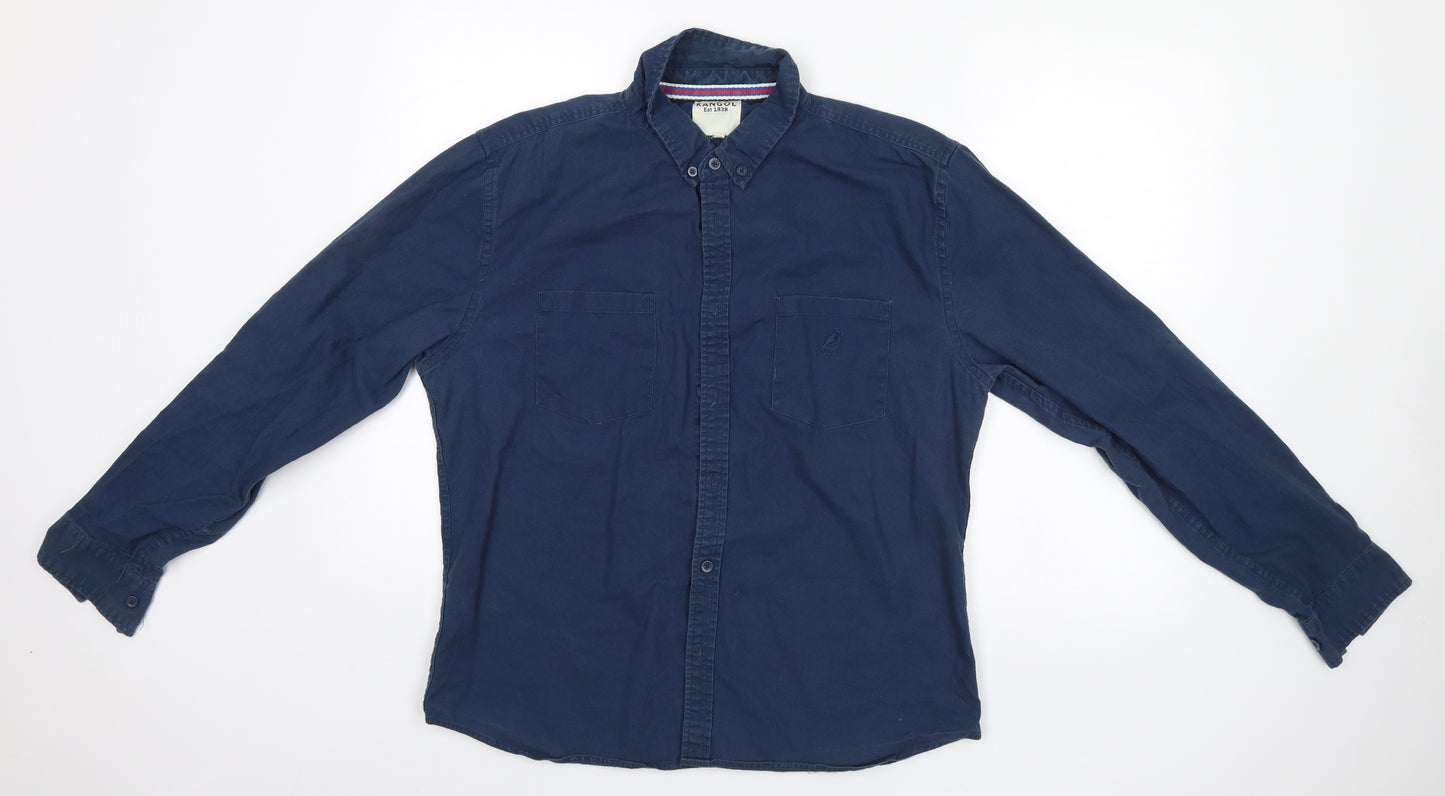 Kangol Mens Blue    Button-Up Size L