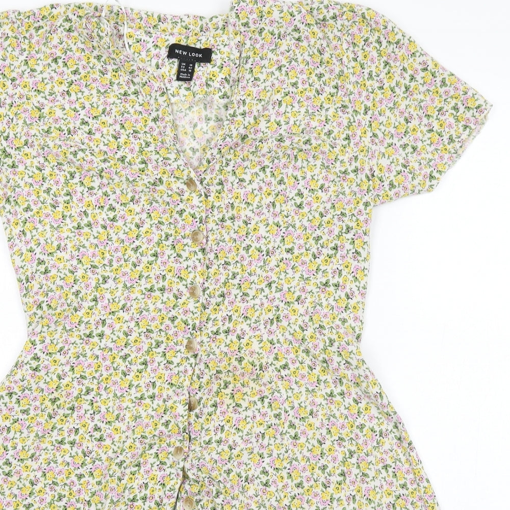 New Look Womens White Floral  A-Line  Size 14