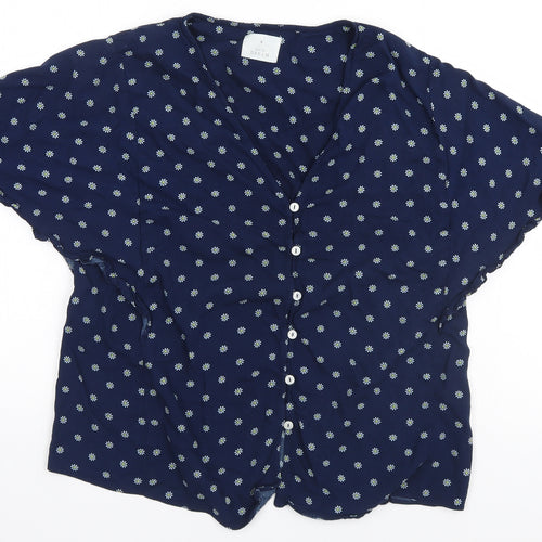 Matalan Womens Blue Floral  Kimono Pyjama Top Size 12
