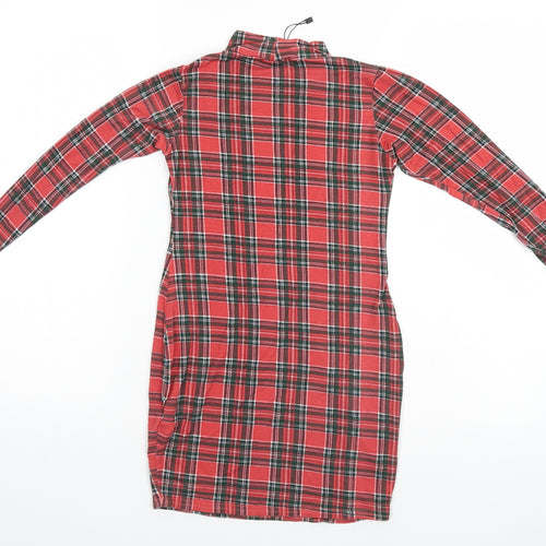 I SAW IT FIRST Womens Red Plaid  Top Pyjama Top Size 10