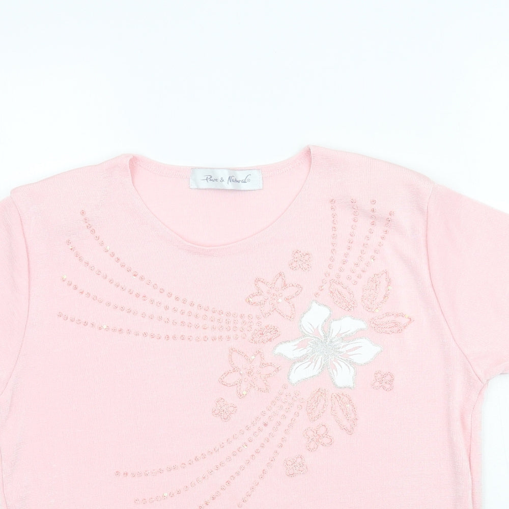 Pure & Natural Womens Pink   Basic T-Shirt Size 10