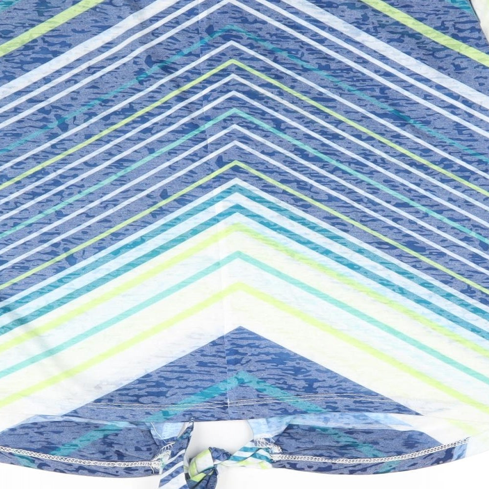 Just Elegance Womens Multicoloured Striped  Basic T-Shirt Size L  - Tie front