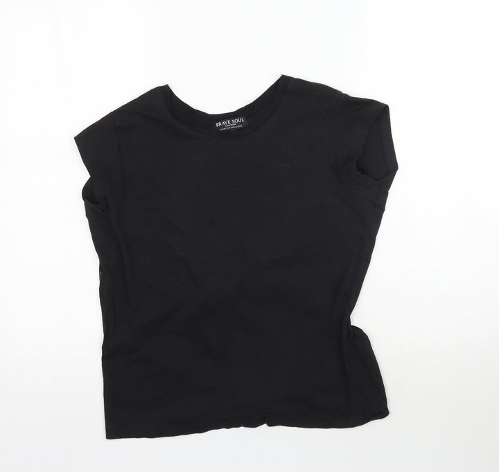 Brave Soul Womens Black Basic T-Shirt Size XS - Tie back
