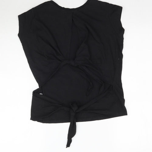 Brave Soul Womens Black   Basic T-Shirt Size XS  - Tie back