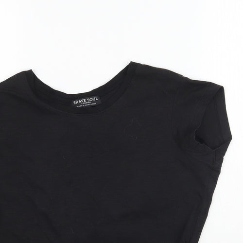 Brave Soul Womens Black   Basic T-Shirt Size XS  - Tie back