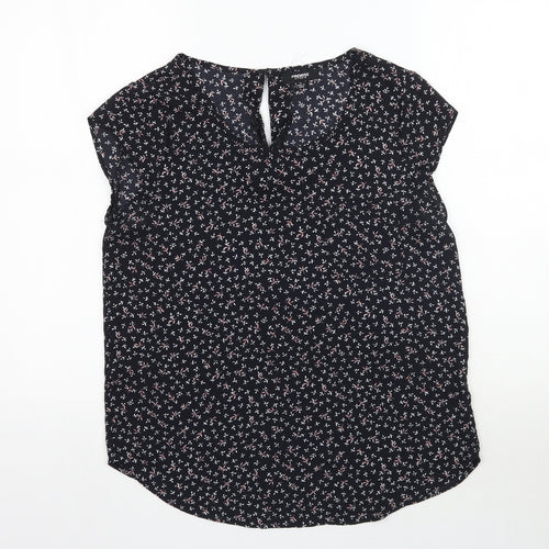 Premise Womens Black Floral  Basic Blouse Size S