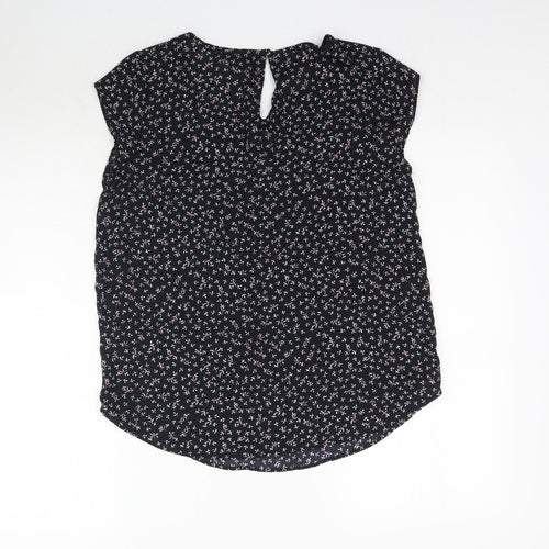 Premise Womens Black Floral  Basic Blouse Size S