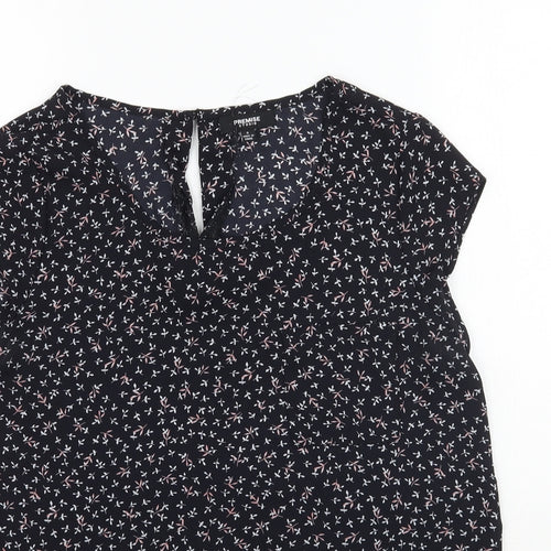 Premise Womens Black Floral  Basic Blouse Size S