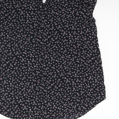 Premise Womens Black Floral  Basic Blouse Size S