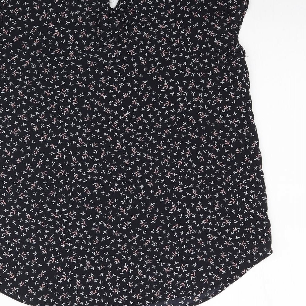 Premise Womens Black Floral  Basic Blouse Size S