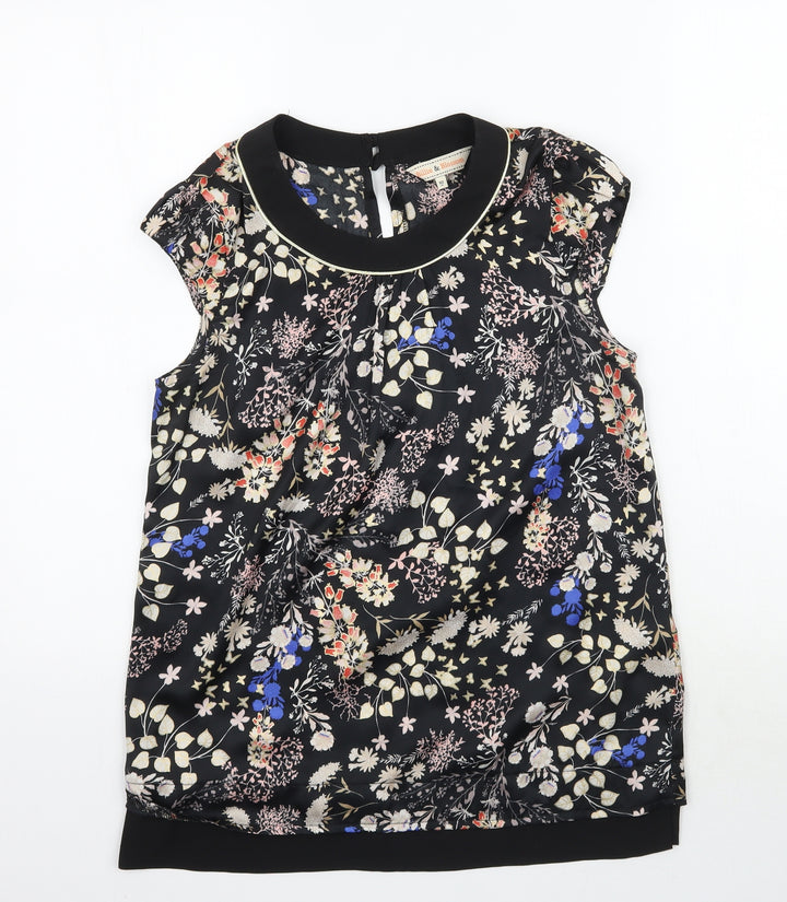 Dorothy Perkins Womens Black Floral Basic Blouse Size 10