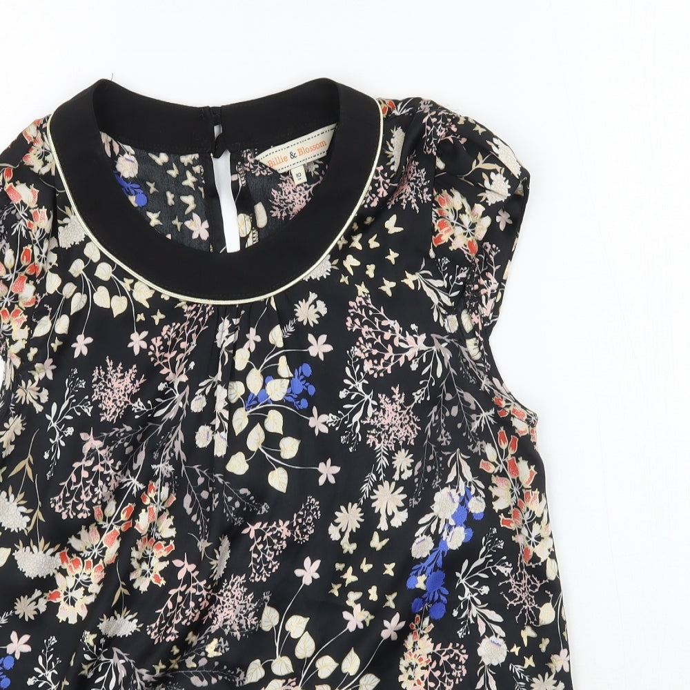 Dorothy Perkins Womens Black Floral  Basic Blouse Size 10