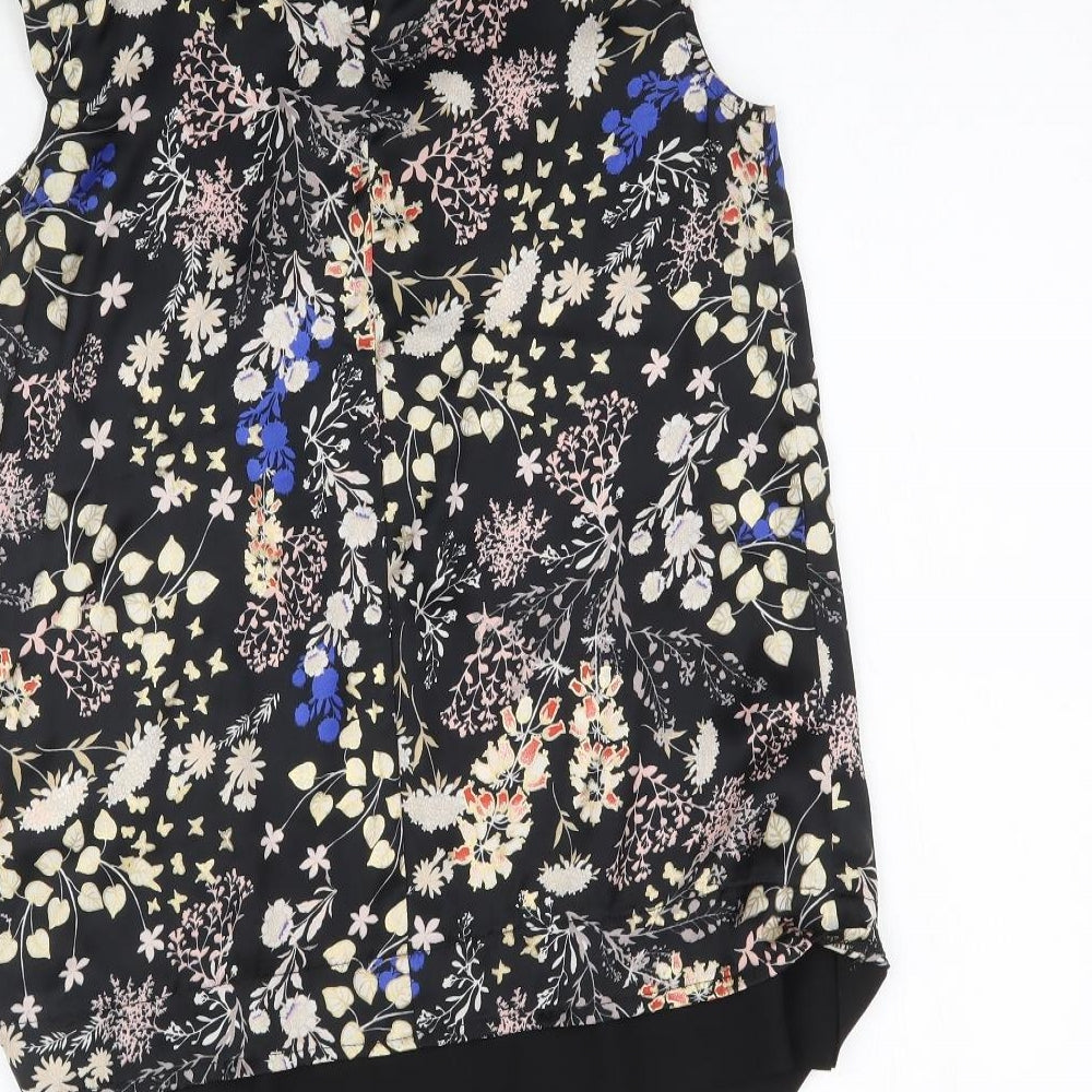 Dorothy Perkins Womens Black Floral  Basic Blouse Size 10