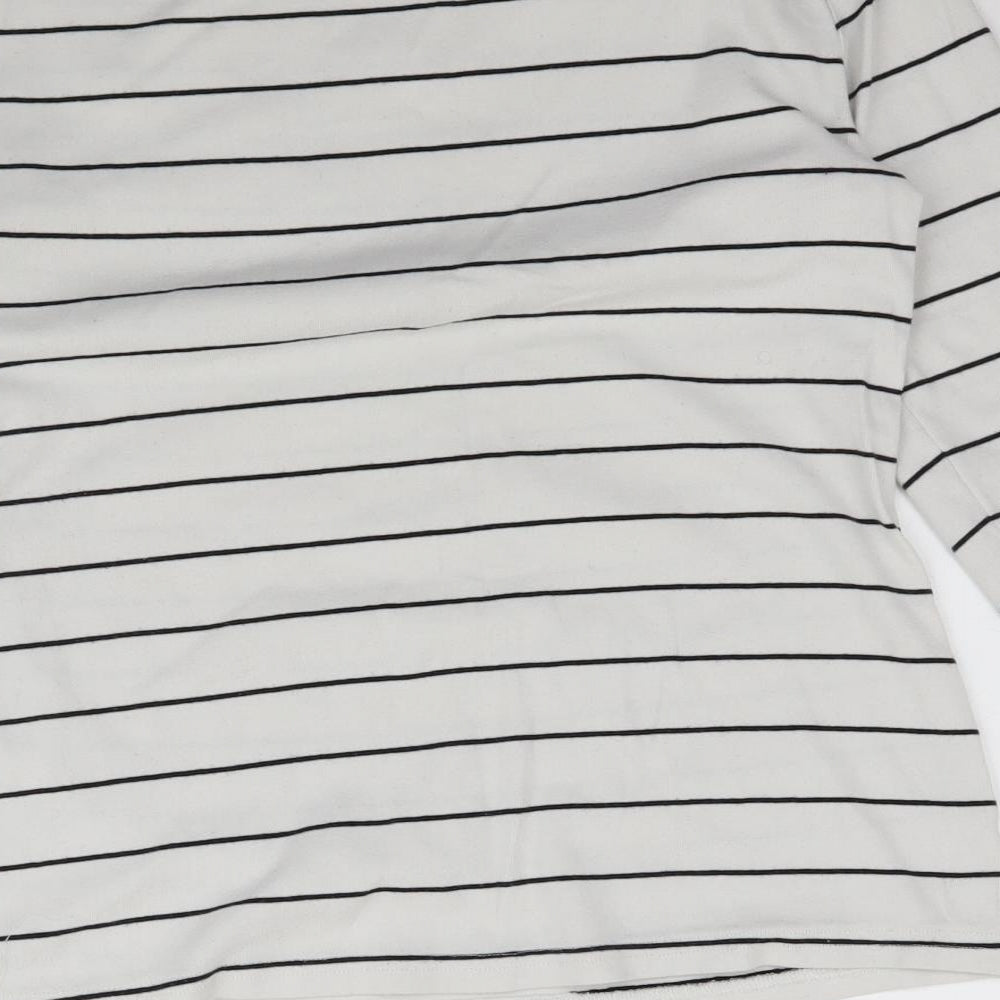 Nutmeg Womens White Striped  Basic T-Shirt Size 12