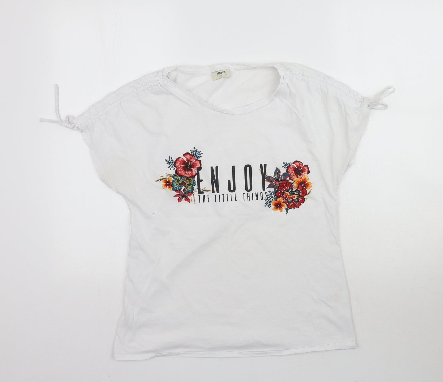 Matalan Womens White   Basic T-Shirt Size 12  - Enjoy the little things